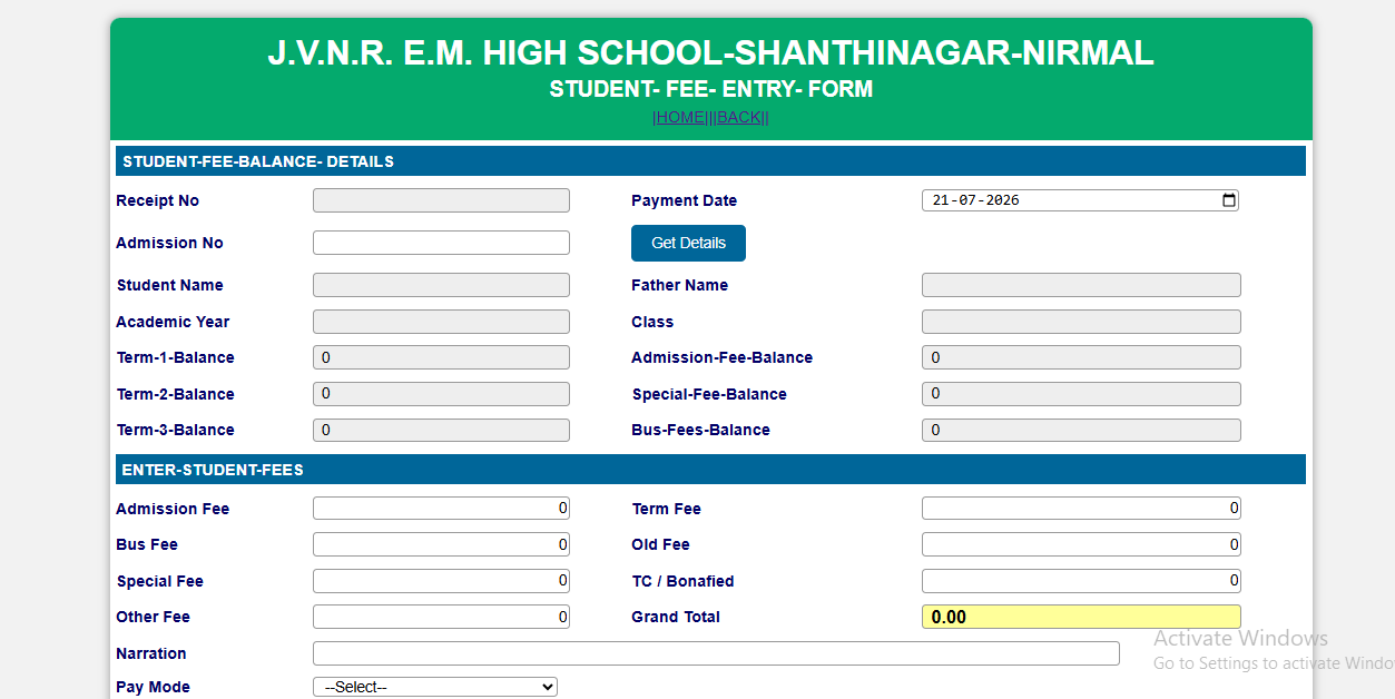 Fee Collection